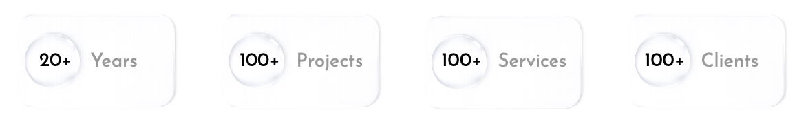 20+ Years, 100+ Projects, 100+ Services, 100+ Clients